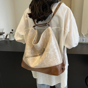 Retro Large Capacity Work Clothing Backpack Female 2024 New Arrival Niche Style Casual Easy Matching Tote Bag Crossbody Shoulder Backpack