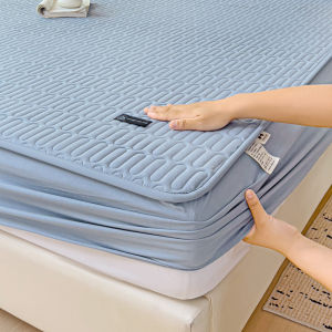 1pcs แผ่นกันน้ําสีทึบที่นอนป้องกันแผ่นติดตั้งต้านเชื้อแบคทีเรียกันฝุ่นผ้าปูที่นอนห้องนอน