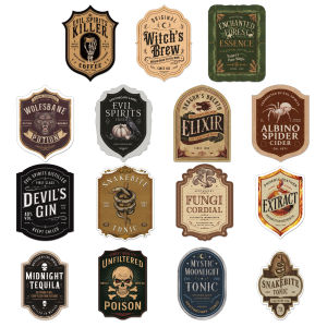 15 Miếng Nhãn Dán Chai Halloween Cổ Điển Đạo Cụ Thuốc Tiên Dùng Cho Tiệc Halloween Trang Trí Nhà Cửa Dành Cho Người Đam Mê Thủ Công
