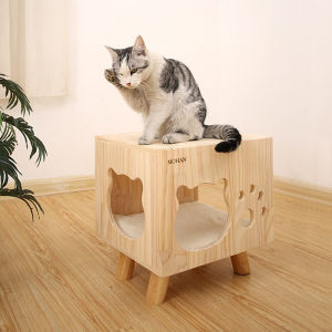 People Cat Shared Cat Nest Stool Bedside Table Integrated Furniture Wooden Summer All Year Round Neutral Solid Wood Cat House Kennel Pet