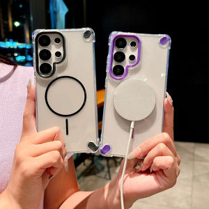 [Compatible with MagSafe] Military-Grade For Samsung Galaxy S25 Ultra S24 FE S23 S22 Ultra Case Augmented Bumper Hard Back Four Corners Shockproof Protective Cover Magnetic Case