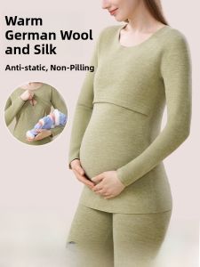 dr.domo | Pregnant Women Autumn Thermal Pantyhose Set Thickened Winter Warm Underwear Breastfeeding Moonlighting Service Female Model