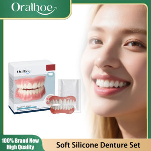oralhoe | Upper and Lower Dentures False Teeth Full Set Improve Missing Broken Dark Tooth Improvement Temporary Dental Restoration Kit