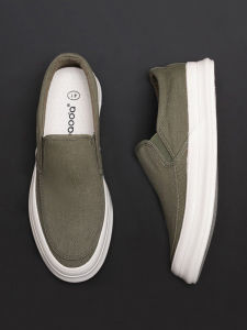 Mens Casual Thick Bottom Canvas Shoes Spring Autumn Breathable One-Step Beijing Old Mans Cloth Shoes Low Top Sneakers