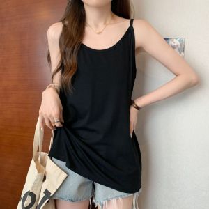 Womens Camisole for Plump Girls 150.00kg Large Size Back Shaping Mid Length Long Length Summer Loose Slim Looking Sleeveless Bottoming Shirt Tops