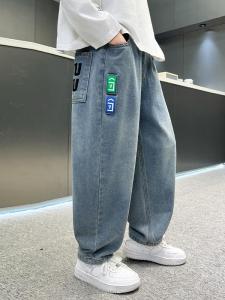 Boys Spring Autumn Vintage Soft Denim Jeans High Waist Long Trousers Wear Resistant Childrens Fashionable Kids Clothing