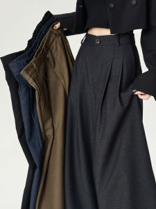 Elegant Black Suit Pants Womens High Waist Drapey Wide Leg Pants Autumn Fashion New Style Poplar Tree Pants Commute Style