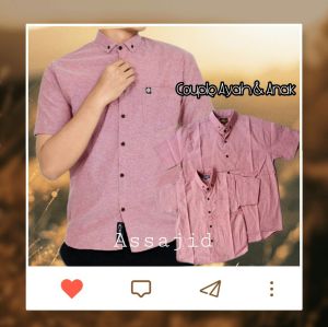 Baju Kemeja Pria Dewasa dan Anak Tangan Pendek dan Panjang Warna dusty