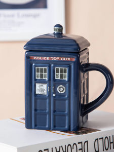 Doctor Who Telephone Box Ceramic Mug with Lid Birthday Gift Creative Retro Water Drinking Cup Mystery Doctor Friend Present