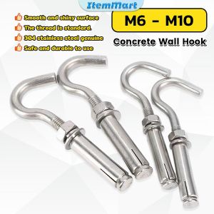 ItemMart Heavy Duty Concrete Hook 304 Stainless Steel M6 M8 M10 Expansion Screw Hooks