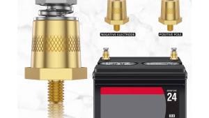 1 Pair Battery Pole Adapter Brass Battery Terminal Connector M6 Thread Positive Negative Battery Post Connector Terminal Adapter