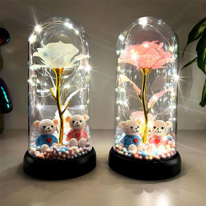 1pc Colorful Rose Luminous Flower plastic Cover Gift for Women Perfect Gift for Valentines Day Christmas New Year Day Mothe