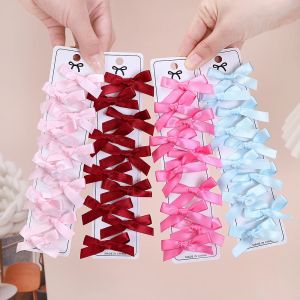 10 Kẹp Tóc Mini Hình Nơ Cho Bé Gái Màu Đơn Giản Phong Cách Ballet Phụ Kiện Tóc Bện Ruy Băng Cho Trẻ Em