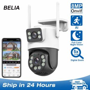 Dual Lens Wifi Camera Outdoor 4K 8MP PTZ Night Vision Dual Screen Human Detection 4MP Security Protection Surveillance IP Camera
