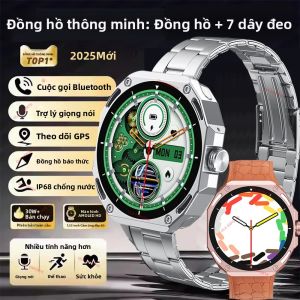 Đồng Hồ Thông Minh Mới 2025 Dành Cho Nam Và Nữ Màn Hình AMOLED 1.52 Inch GPS Theo Dõi Nhịp Tim Gọi Bluetooth Chống Nước Thể Thao Tập Luyện