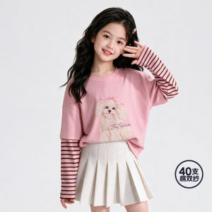 Girls Fall Faux Two-piece Long-sleeved T-Shirt