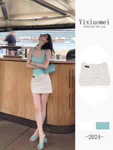 White Satin Polka Dot Mini Skirt Womens High Waist Slim A-Line Half Body Skirt Butt Covering Spring Summer New Arrival
