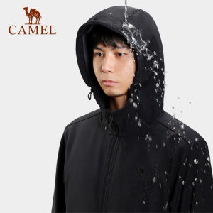 Camel Mens Hiking Jacket Soft Shell jacket Plus Velvet Waterproof Mens Windbreaker