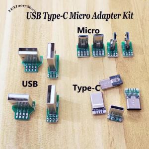 USB2.0 Type-C Micro PCB Adapter Kit Male/Female Connector Breakout Board Set For DIY And Data Projects