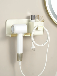 Nordic Style Hair Blower Organizer - Multi-functional Wall Mounted Storage Box for Bathroom Easy Install & Heavy Duty