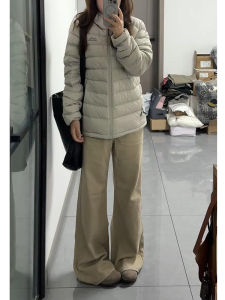 Extended American Style Khaki Low Waist Flared Jeans Women Loose Fit Autumn Bell Bottoms High Waist Straight Leg Jeans