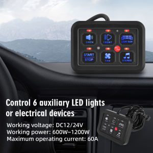 RYSJM | 6 Gang Switch Panel 12V Light On-Off Control Relays System Slim Electronic Relay System for SUV Boat Caravan