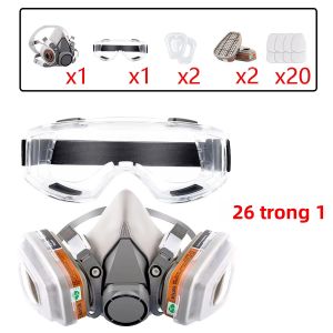 Mặt Nạ Phòng Độc Nửa Mặt 26in1 6200 Với Kính An Toàn Chống Sương Mù Bảo Vệ Đa Bộ Lọc Để Sơn Và Hàn