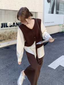 Cafe Brown French Style Loose Feel Top Bottom Separate Set Womens High Waist Mini Skirt Two-Piece Suit Autumn New Arrival