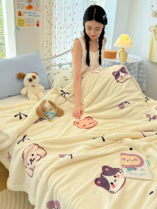 Double Layer Thickened Milk Velvet Lamb Velvet Blanket Adorable Style Sofa Covering Blanket Dormitory Warm Cozy Autumn Winter
