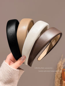 Elegant Leather Hairband with Wide Edges for Women Hair Pressing Headband Stylish Hair Accessories Korean Style Pure Color