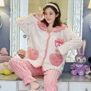 Capibara Girls Sleepwear Set Thickened Coral Fleece Open Cardigan Home Clothes Autumn Winter Childrens Polyester Fiber Warm Home Clothes
