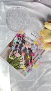 Flower Phone Chain Flower Phone Charm Candy Colored Keychain Pink Girls Bag Accessories Lanyard