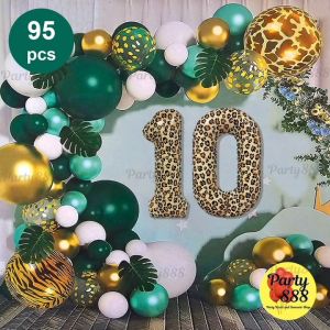 95 pcs Emerald Green Balloon Garland Safari Jungle Theme Party Complete Set