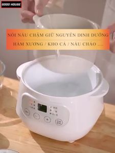 Nồi nấu chậm nồi ninh hầm hấp cách thuỷ 4 in 1 nồi nấu cháo cho bé ăn dặm đa năng công nghệ mới chống tràn tuyệt đối bảo hành 2 năm lỗi đổi mới trong 7 ngày đầu nhận sản phẩm