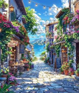 Kayou | Large Jigsaw Puzzle 500/1000 Pieces Cobblestone Alley Scenery Pattern Paper Puzzles Adult Present Portable Box for Family Games