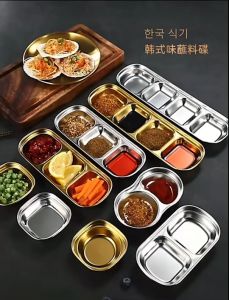 ถ้วยน้ําจิ้มสแตนเลส 4ช่อง 3ช่อง 2ช่อง 1ช่อง ถ้วยซอส ถ้วยน้ําจิ้ม สไตล์เกาหลี สแตนเลสคุณภาพสูง