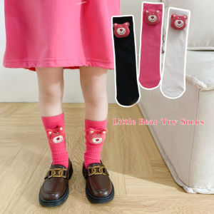 Dễ thương dâu gấu bé bê vớ gấu phim hoạt hình búp bê comfeort bông bé gái Vớ Dài đến đầu gối mùa thu sọc đàn hồi trẻ em tất dài