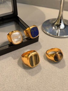 GOOYNN | Retro Exclusive Maillard Tigers Eye Shell Mother of Pearl Ring