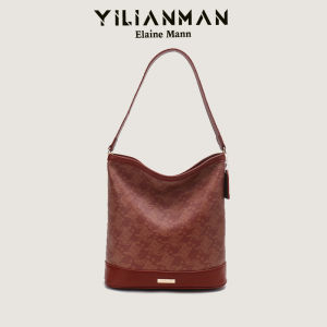 Elegant Red Bucket Bag Womens Shoulder Bag New Chinese Style Collaborative Edition Versatile High-End Feeling by Ilaman