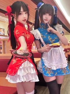 New Chinese Style Cheongsam Dress Halloween Christmas Cosplay Uniform Short Sleeve Maids Uniform Short Cheongsam Daily Wear