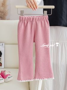 New Autumn Pink Trousers Girls Casual Flared Pants