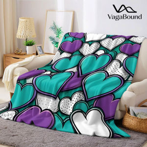 BILIBILI | teal purple heart pop art Flannel Blanket Warm Soft Halloween Christmas Decorative Couch Warm Cozy All-Season Gift
