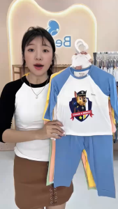 Dài tay cài chéo in hình Paw Patrol BENTY chất mềm mịn hình in sắc nét đồ bộ bé trai bé gái