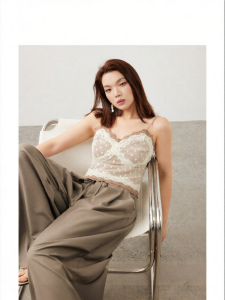 Flattering Polka Dot Lace Camisole Slim Fit Top