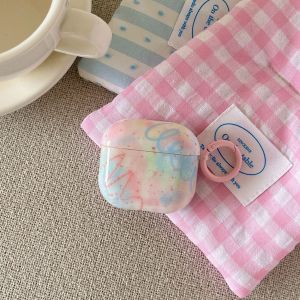 น่ารักเก๋สีชมพูเส้นสีฟ้าสีสาดหมึกสีผสมรอยเปื้อนหูฟังสําหรับ AirPods 1 2 3 4 Pro2