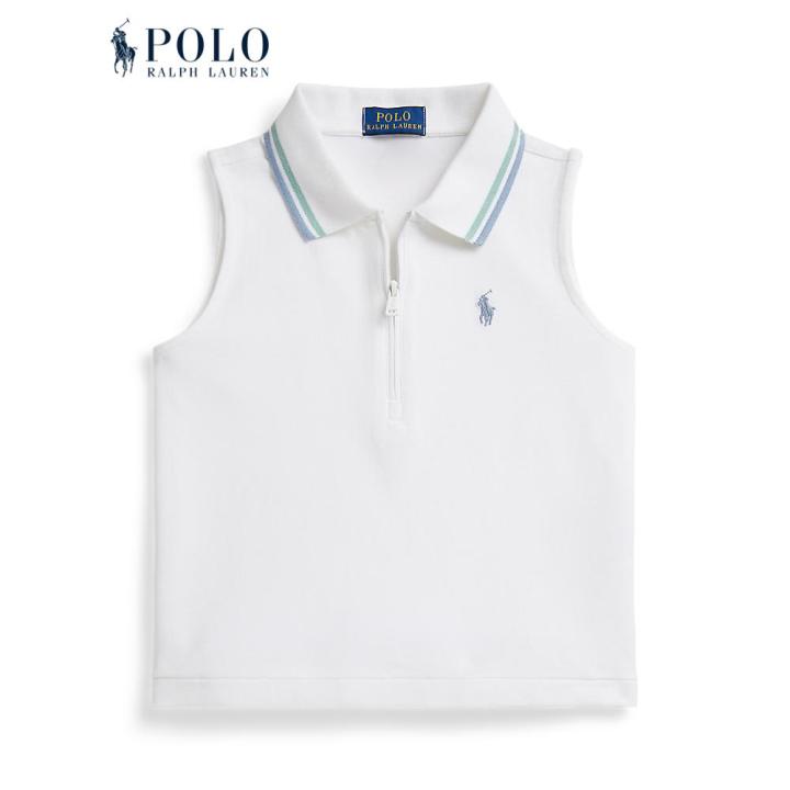 Polo Ralph Lauren Kids (Girl) Stretch Mesh Half-Zip Boxy Polo Shirt