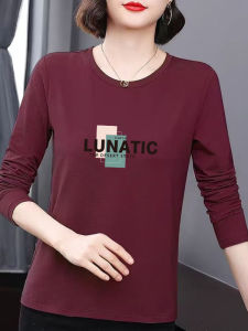 plus Size Womens Pure Cotton Long Sleeve T-Shirt Loose Fit Spring 2025 New Style Casual round Neck Top Moisture Wicking