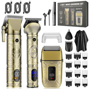 RESUXI | Resuxi New 3 in 1 All Metal Hair Clipper Hair Trimmer Electric Shaver Set for Baber Hair Cutting Machine Mens Grooming Tools