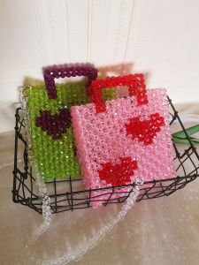 DIY Handmade Bag Beaded Bag Crystal Peach Heart Handbag Fashion Casual Knitted Messenger Bag Chain Made by Yourself