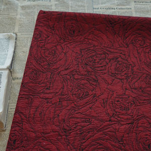 ผ้า Jacquard ลายดอกกุหลาบย้อนยุค สีแดงเข้ม ผ้าย้อมเส้นด้าย ผ้าเย็บ DIY สำหรับชุดเดรสผู้หญิง TJ22187